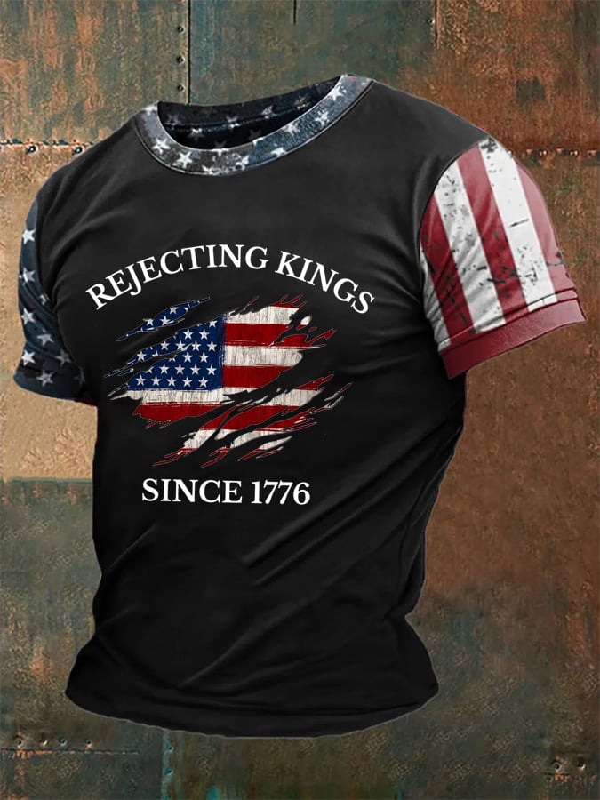Men's “Rejecting Kings Since 1776” Casual Print T-Shirt