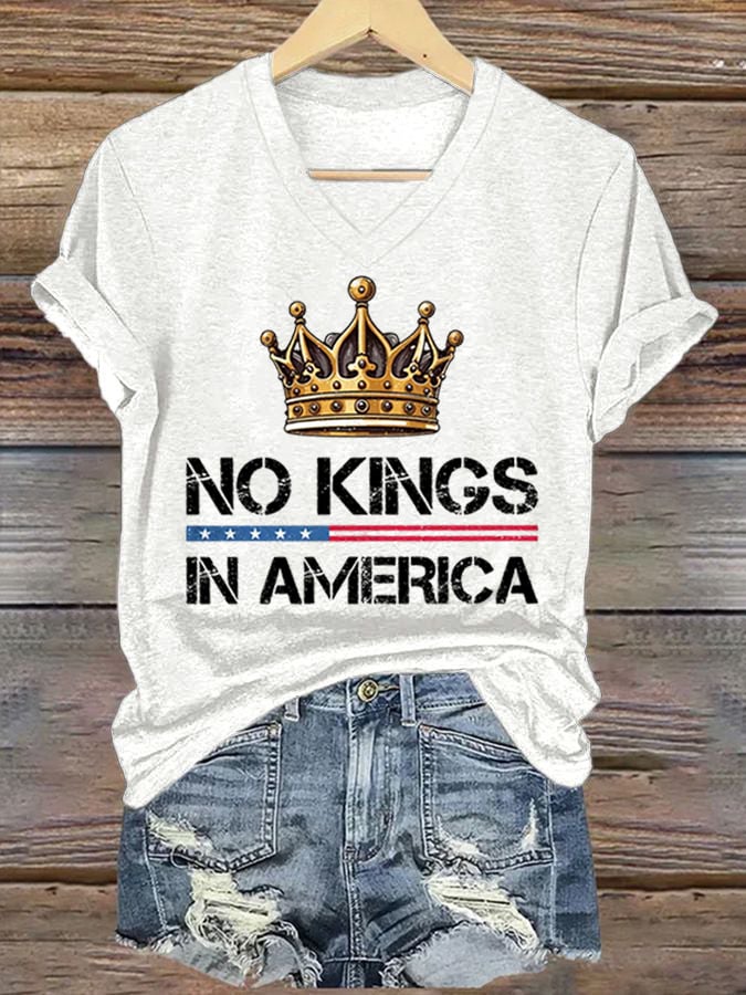 Women's No Kings In America Printed Casual T-Shirt
