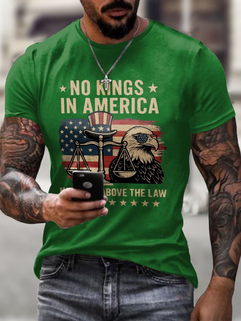 Men's Retro No Kings In America No One Is Above The Law Print T-Shirt