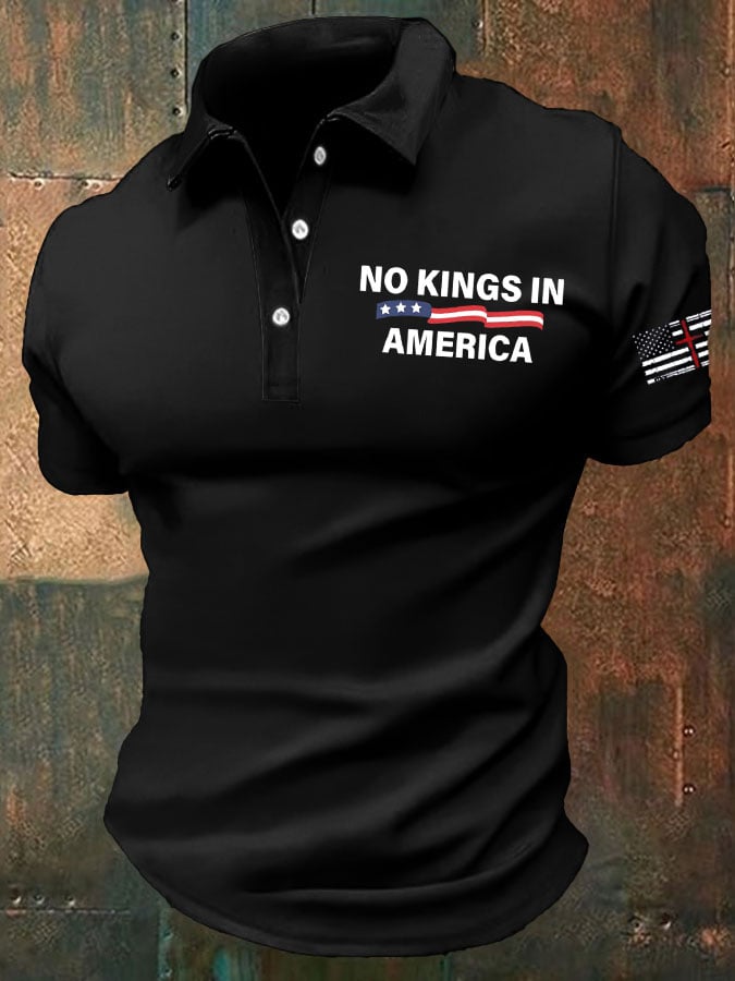 Men's FDT No Kings In America Printed Casual Polo Shirt