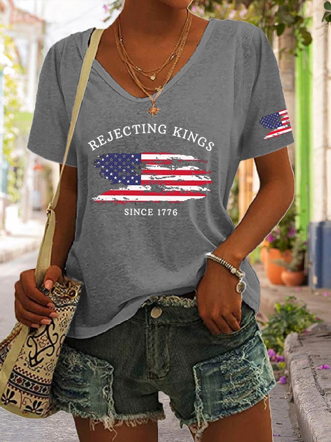 Women's Rejecting Kings Since 1776 Print Short Sleeve T-Shirt