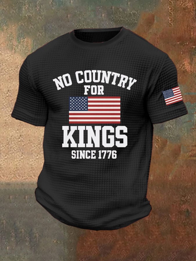 Men's No Country For Kings Print Casual Waffle T-Shirt