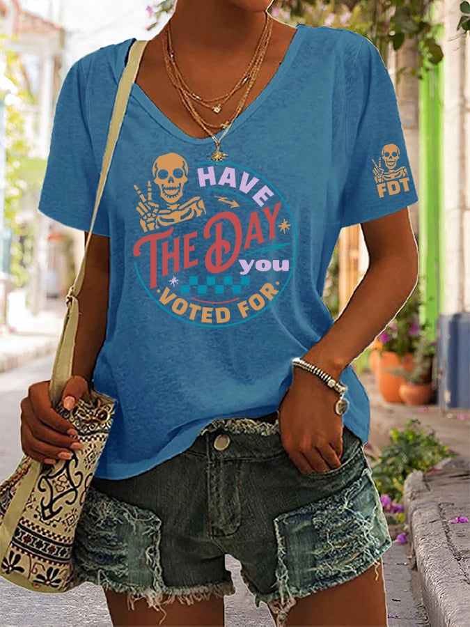 Women's Fashion Casual Own Your Vote FDT Printed T-shirt