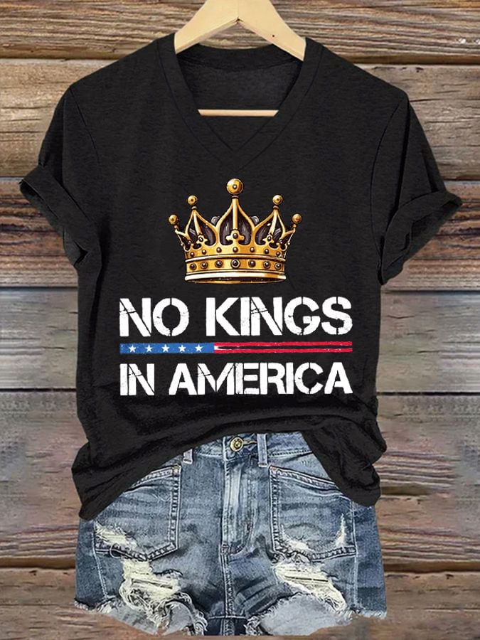 Women's No Kings In America Printed Casual T-Shirt