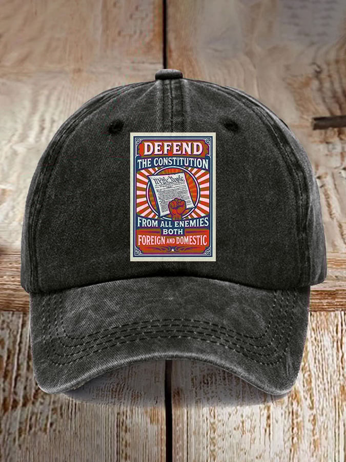 Retro Defend The Constitution From All Enemies Both Foreign And Domestic Print Baseball Cap