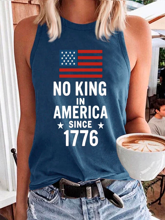 Women's No Kings In America Print Casual Tank Top