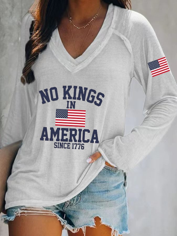 Women's  No King in America Print Casual T-shirt