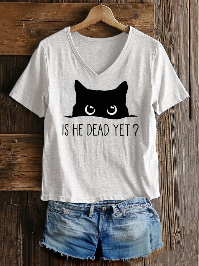 Women's Fashion Casual Is He Dead? Printed FDT Short Sleeve T-shirt