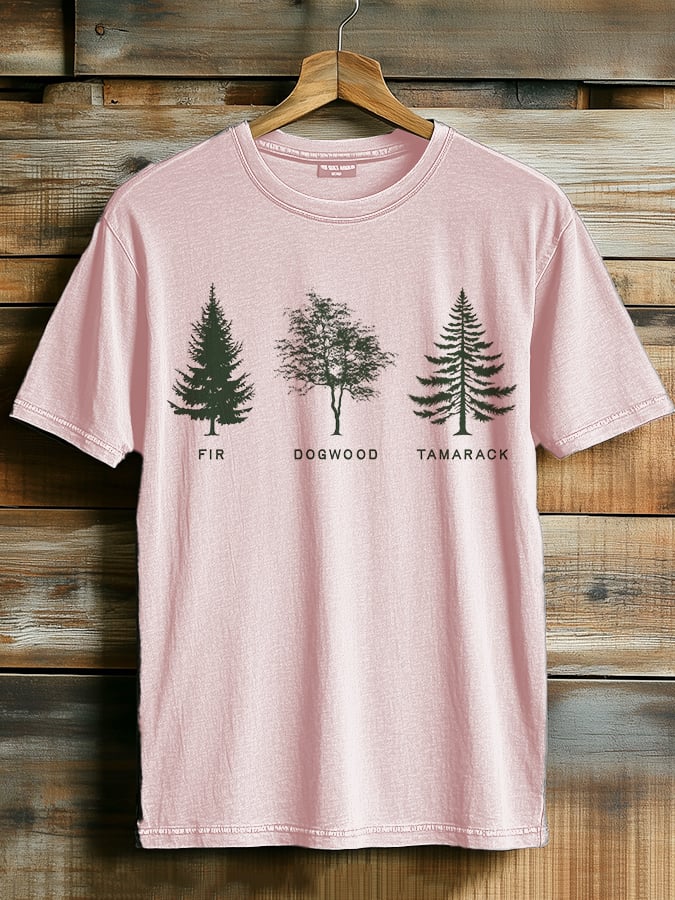 Women's fashion casual retro FDT tree T-shirt