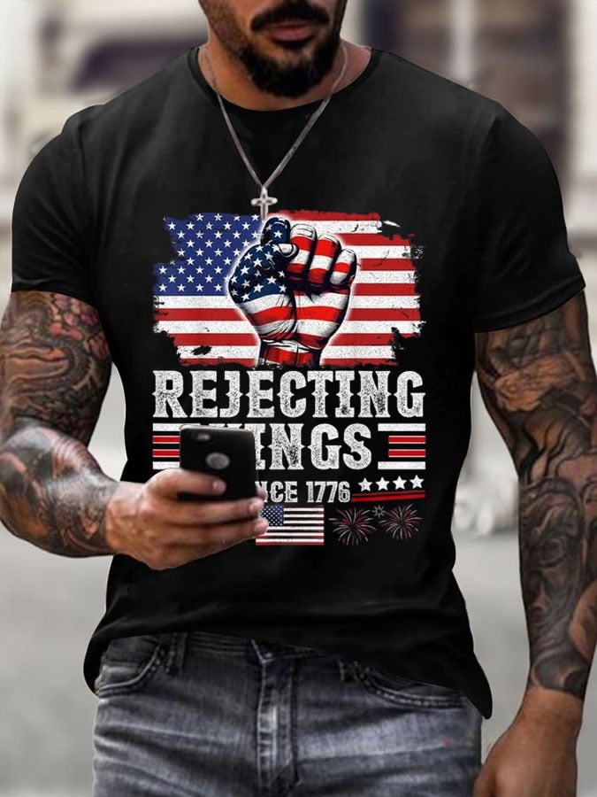 Men's Independence Day FDT REJECTING KINGS SINCE 1776 Printed T-Shirt