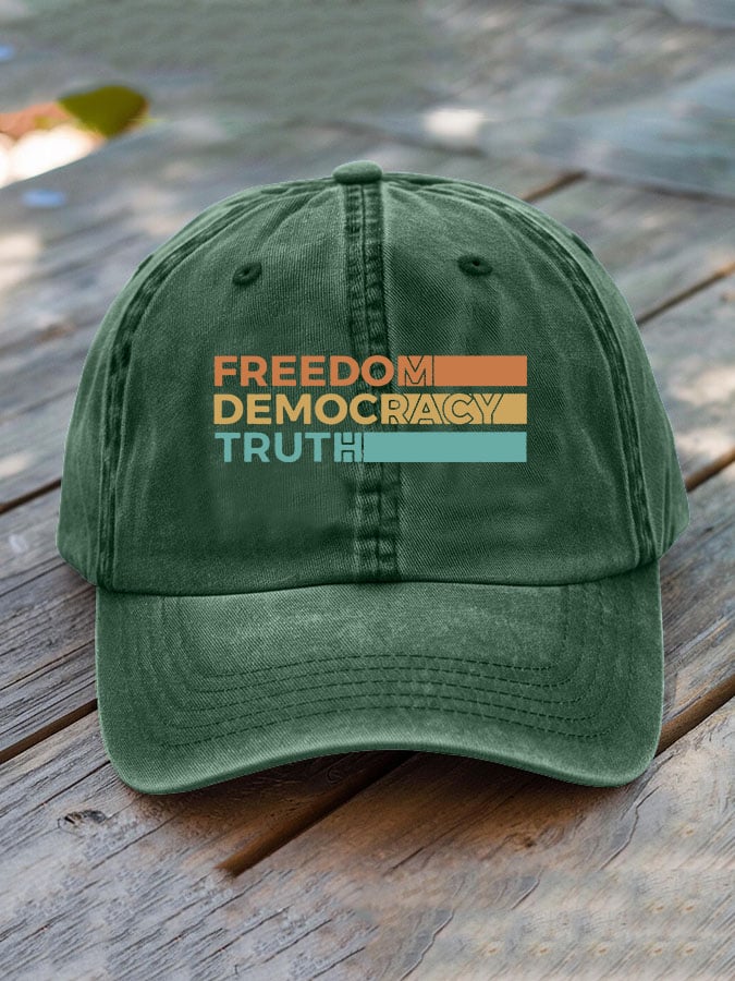 Unisex washed cotton democratic FDT hat