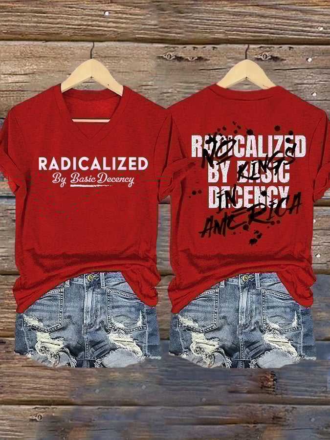 Women's Fashion Casual Radicalized By Basic Decency Printed Fdt Short-Sleeved T-Shirt