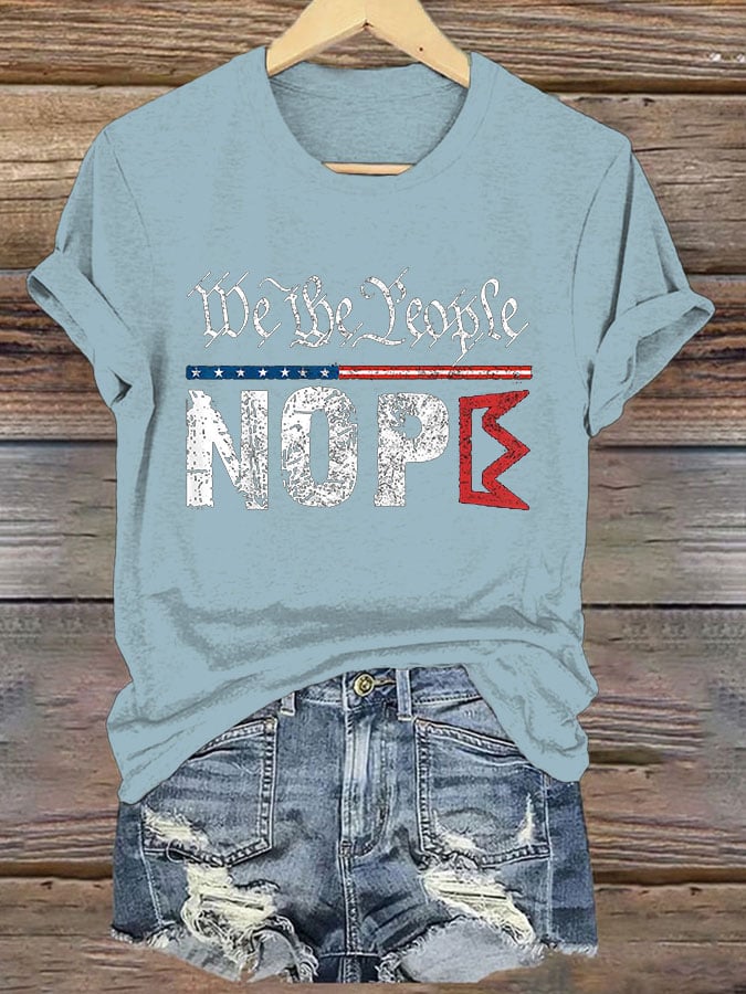 Women's Retro No Kings Nope Protest We The People Print Short Sleeve T-Shirt