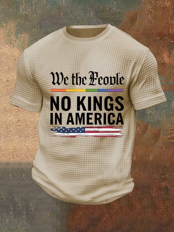 Men's Fashion Casual American Kingless Printed Waffle T-Shirt