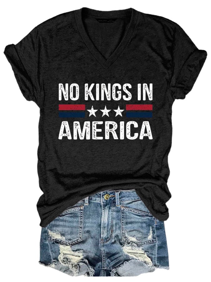 Women's No Kings In America Print Casual T-Shirt