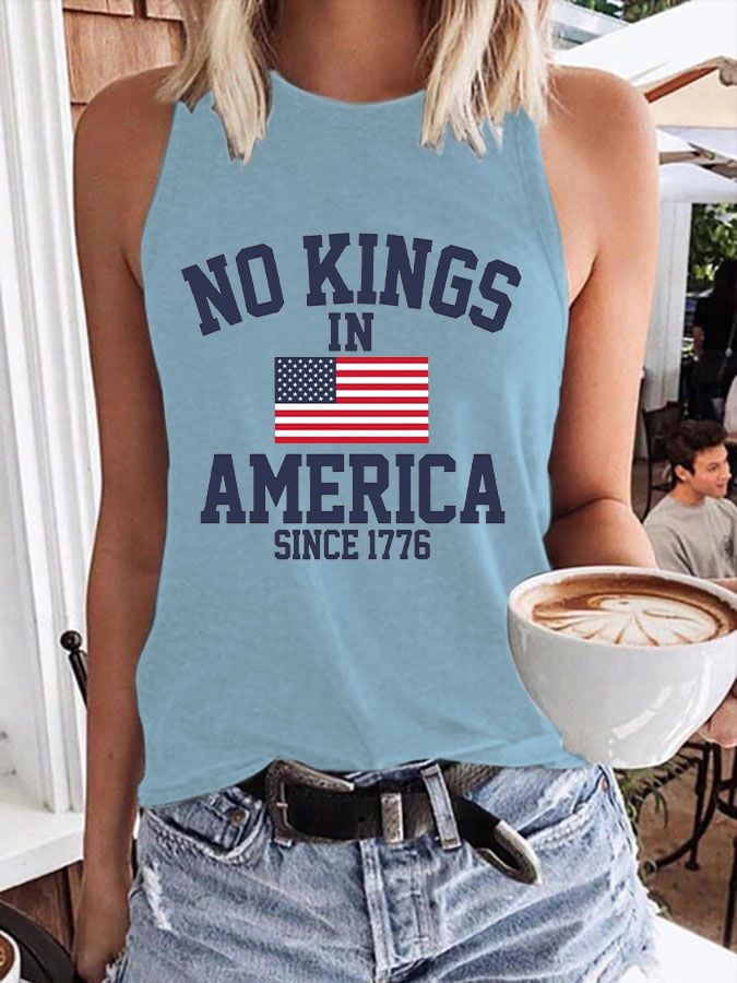 Women's No King in America Print Crew Neck Tank Top