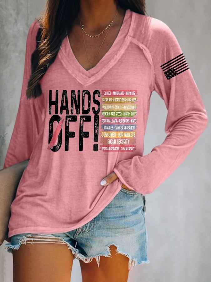 Women's Retro Hands Off Protest Print T-Shirt