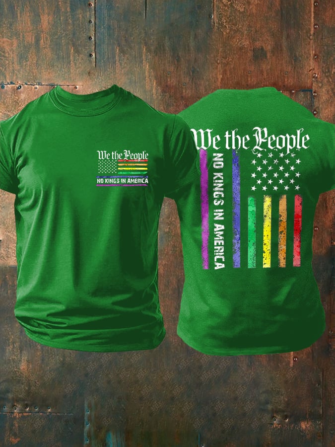 Retro Man's We The People No Kings In America Print T-Shirt