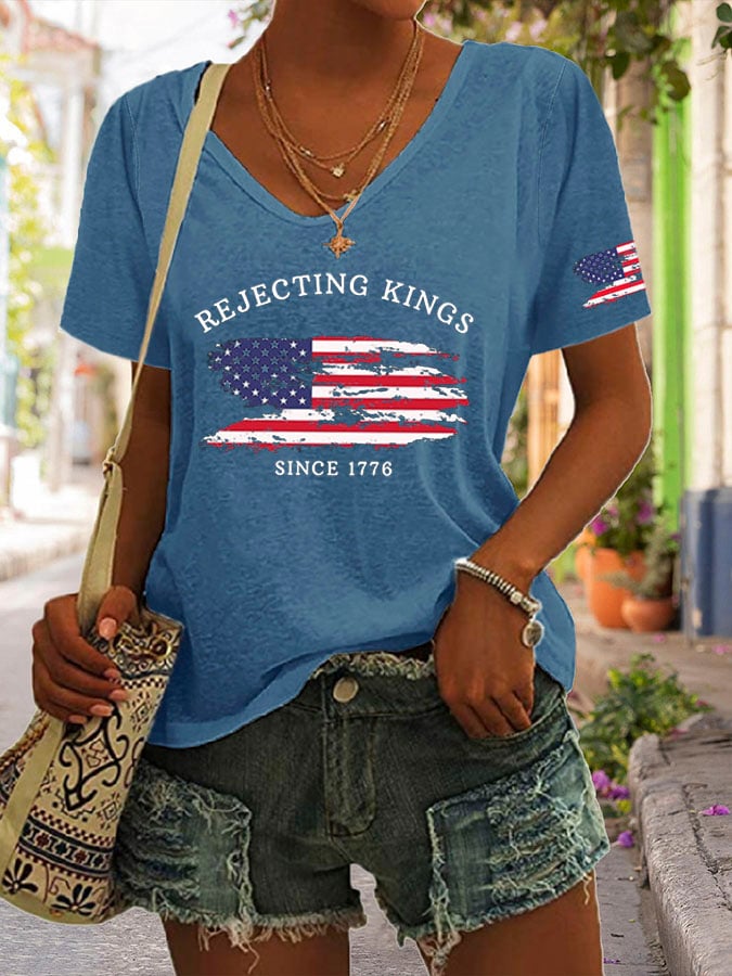 Women's Rejecting Kings Since 1776 Print Short Sleeve T-Shirt