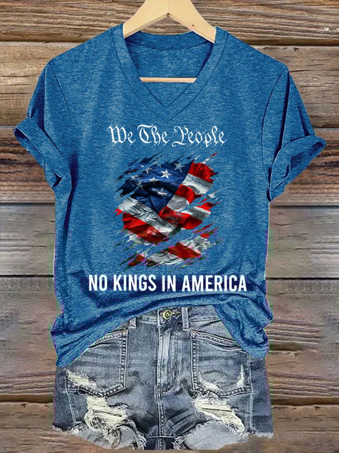 Women's No Kings In America Printed Casual T-Shirt