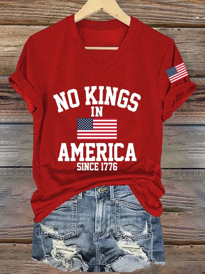 Women's No Kings In America Printed Casual T-Shirt