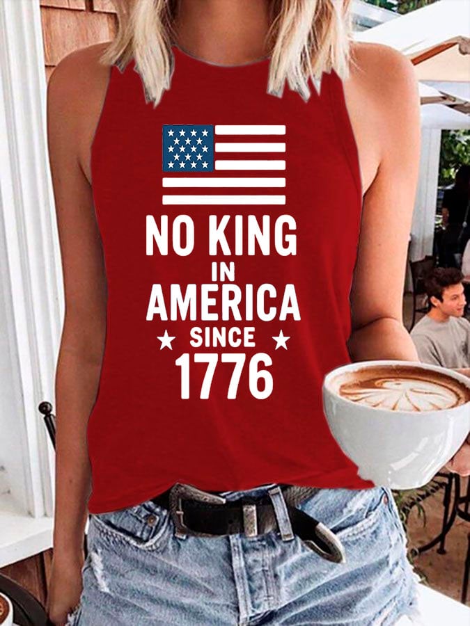 Women's No Kings In America Print Casual Tank Top