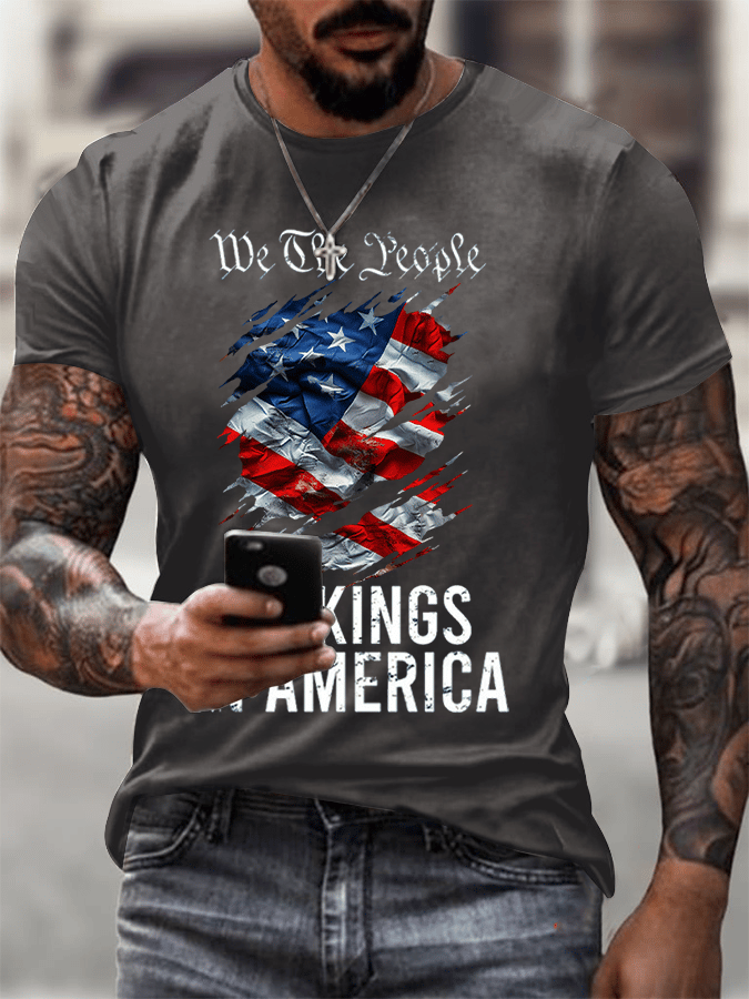 Men's Rejecting Kings Since 1776 Printed Casual T-Shirt
