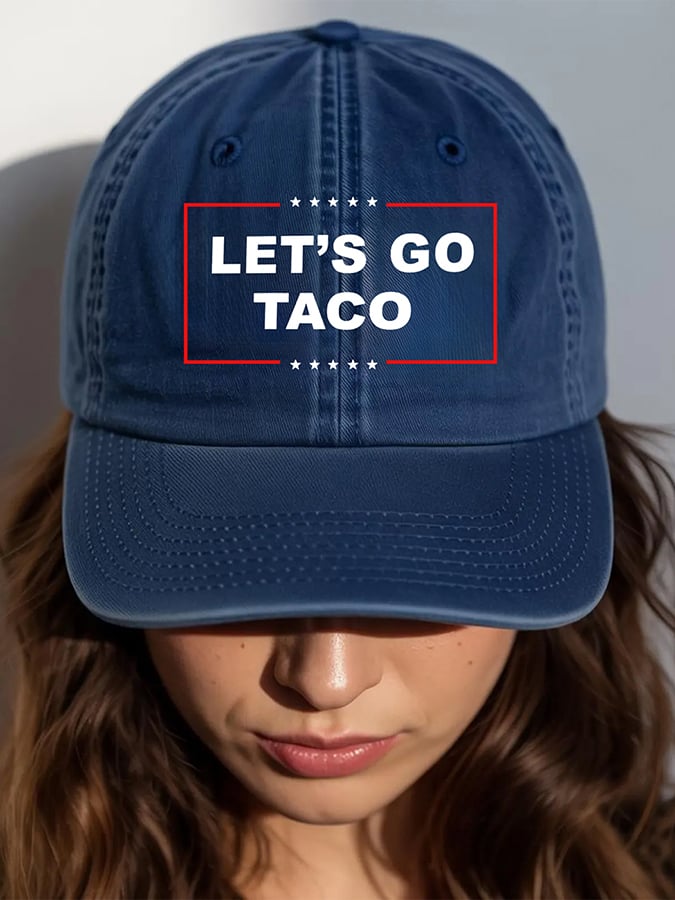 Vintage Let's Go Taco Print Baseball Cap