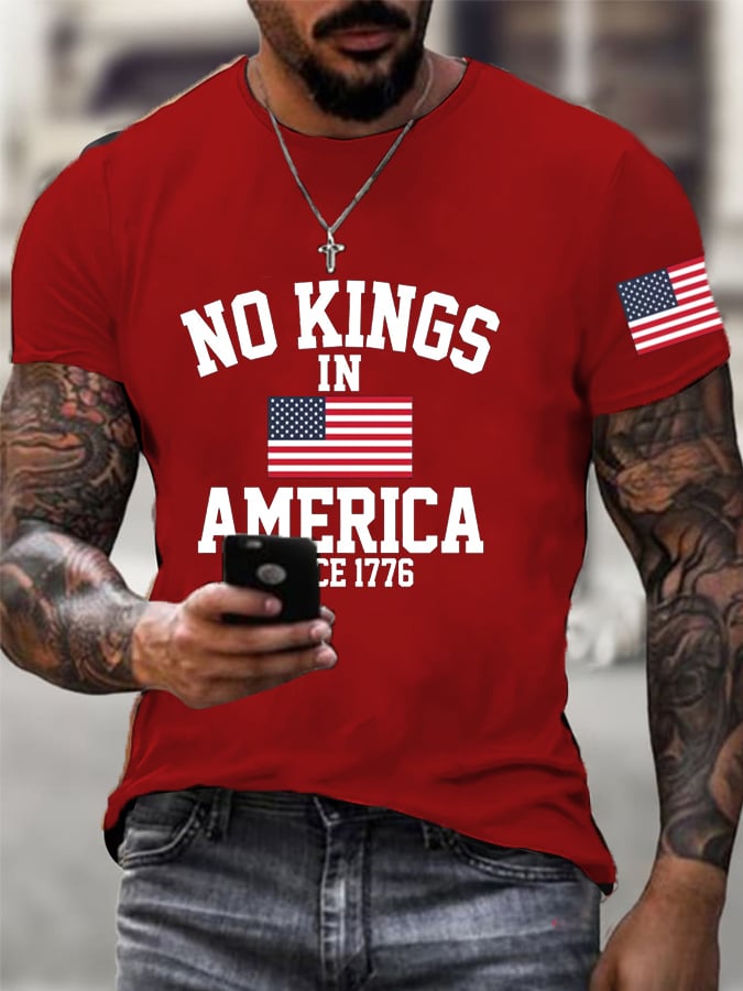 Men's  No King in America Print Casual  T-Shirt