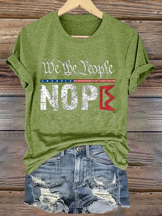 Women's Retro No Kings Nope Protest We The People Print Short Sleeve T-Shirt