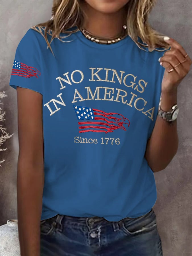 Retro Retro No Kings In America Since 1776 Print T-Shirt
