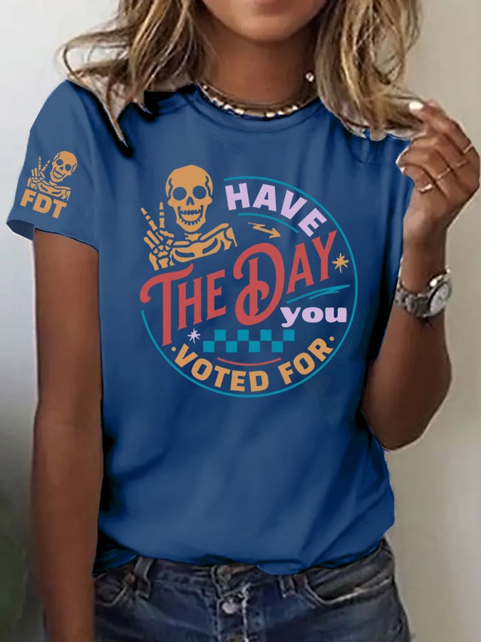 Women's Fashion Casual Own Your Vote FDT Printed T-shirt
