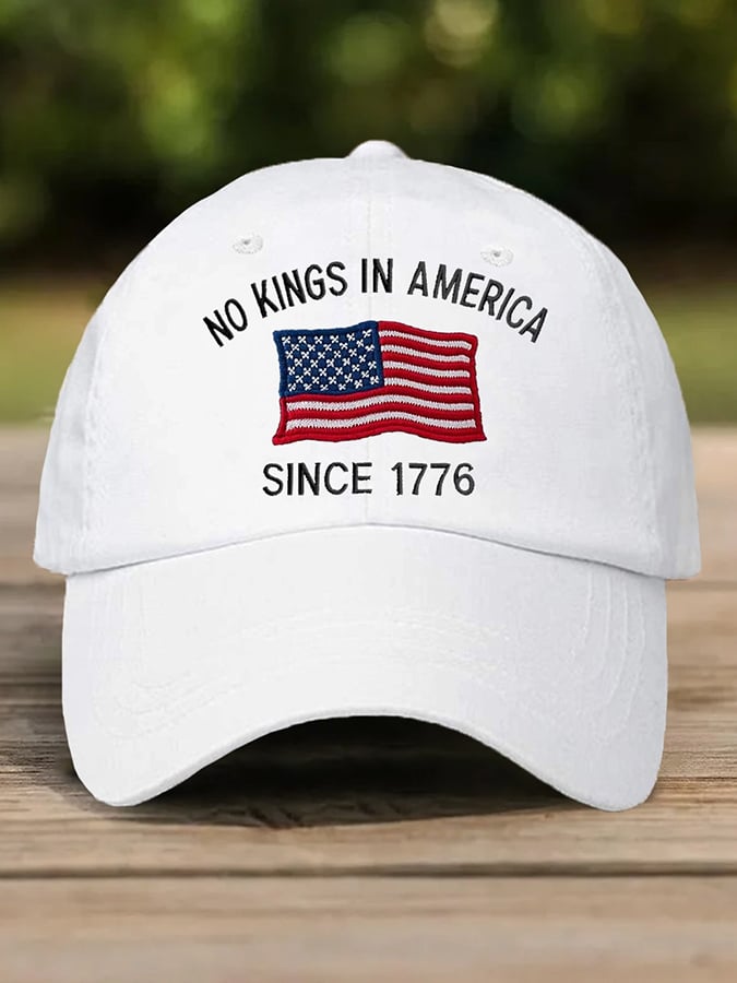 Unisex distressed washed FDT NO KINGS IN AMERICA SINCE 1776 printed hat