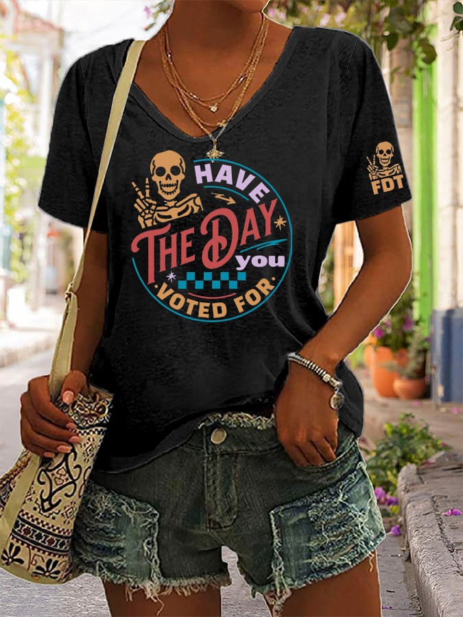 Women's Fashion Casual Own Your Vote FDT Printed T-shirt