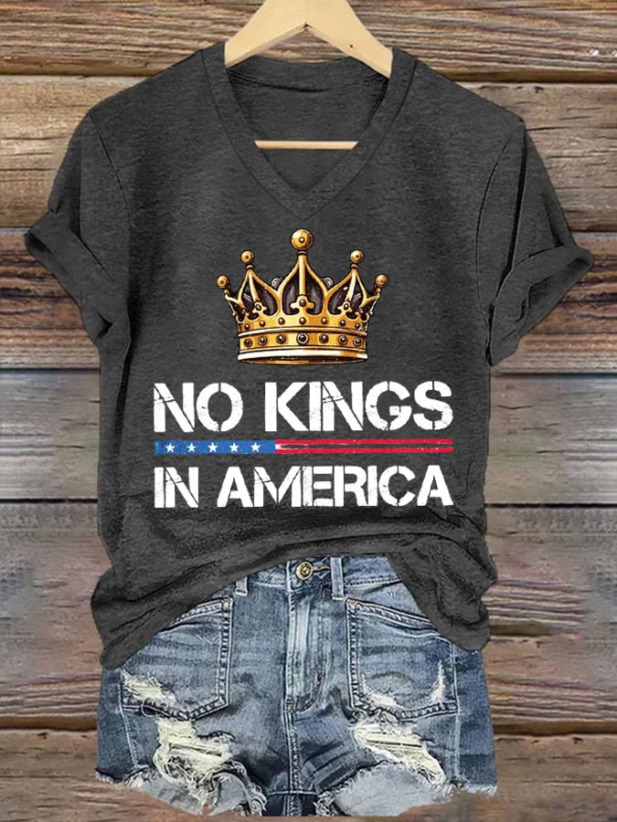 Women's No Kings In America Printed Casual T-Shirt