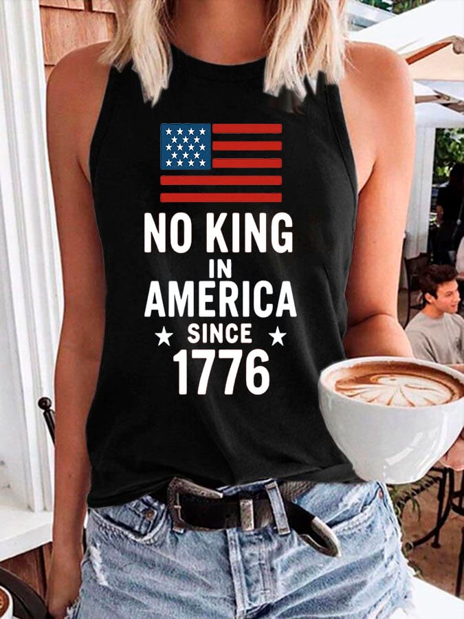 Women's No Kings In America Print Casual Tank Top
