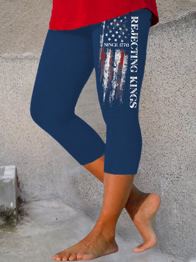 Women's Rejecting Kings Since 1776 Printed Casual Leggings