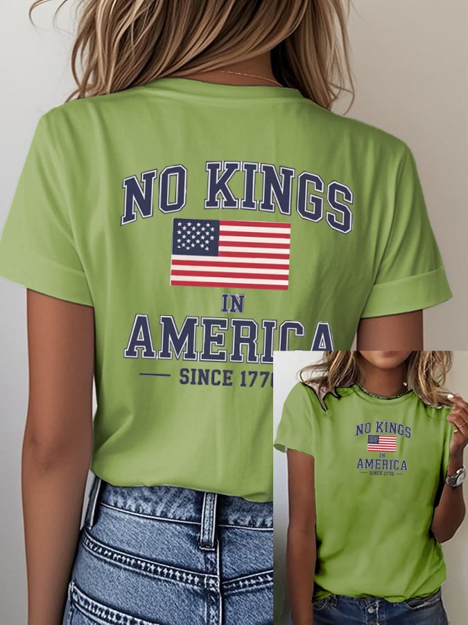 Women's casual retro reject the king print T-shirt