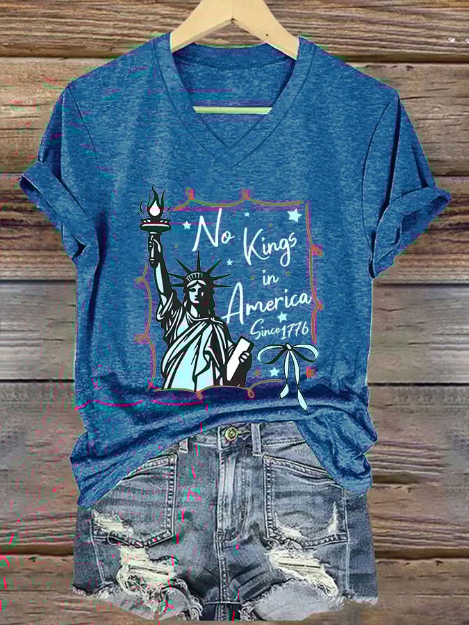 Women's No Kings In America Printed Casual T-Shirt