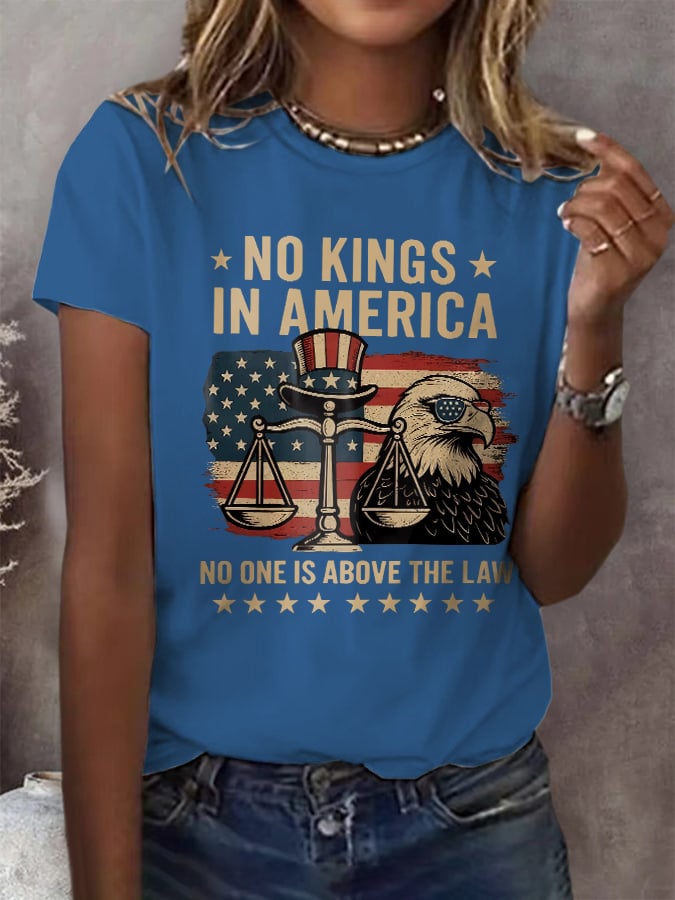 Retro No Kings In America No One Is Above The Law Print T-Shirt