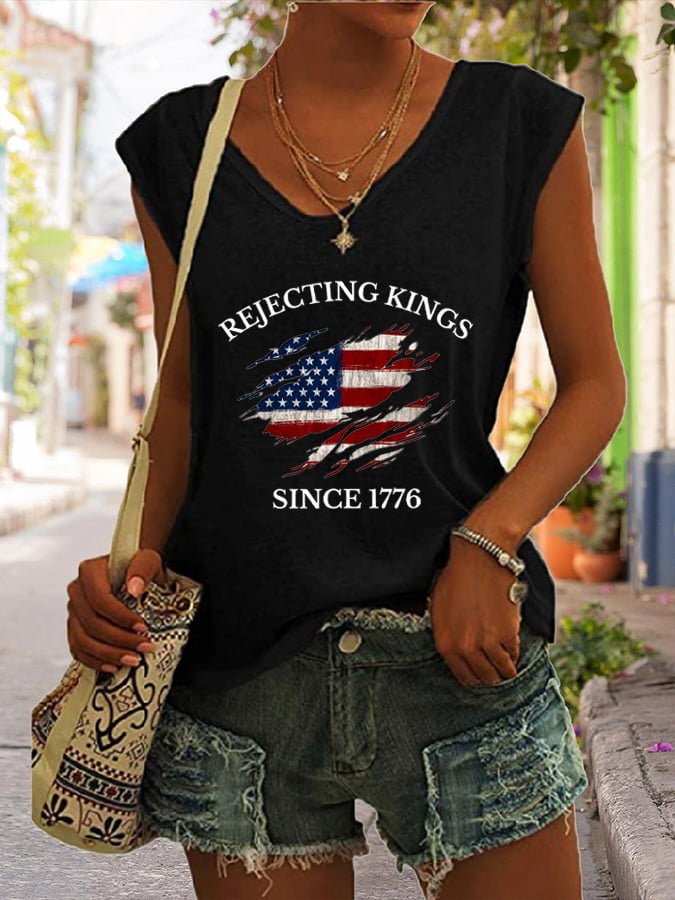 Women's “Rejection of the King since 1776” Printed Casual Tank Top