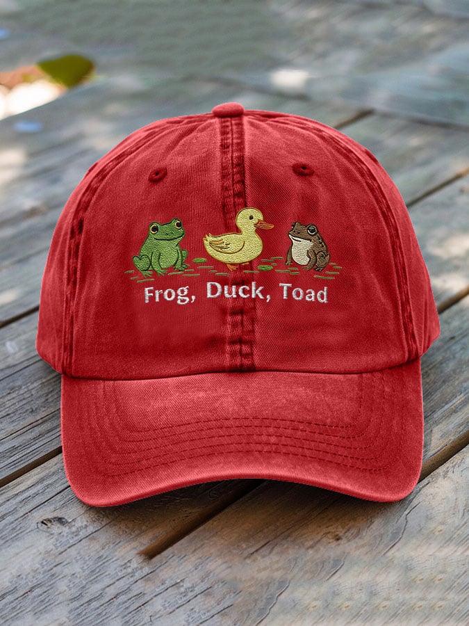 Unisex washed cotton FDT animal embroidered hat