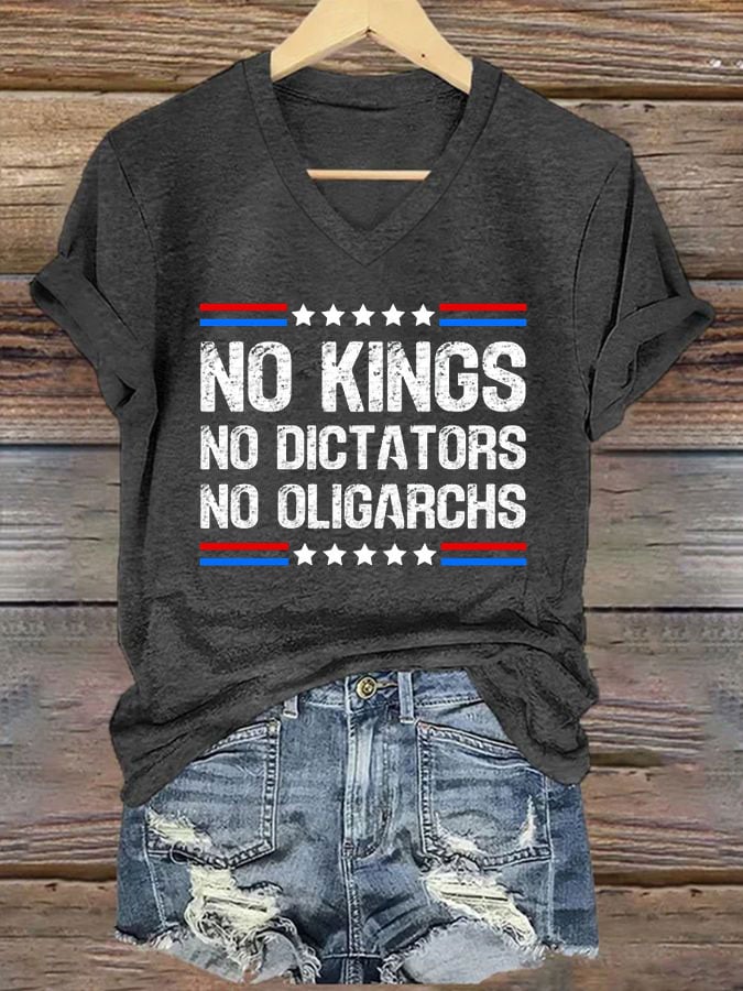 Women's FDT "NO KINGS NO DICTATORS NO OLIGARCHS" Printed Casual T-Shirt