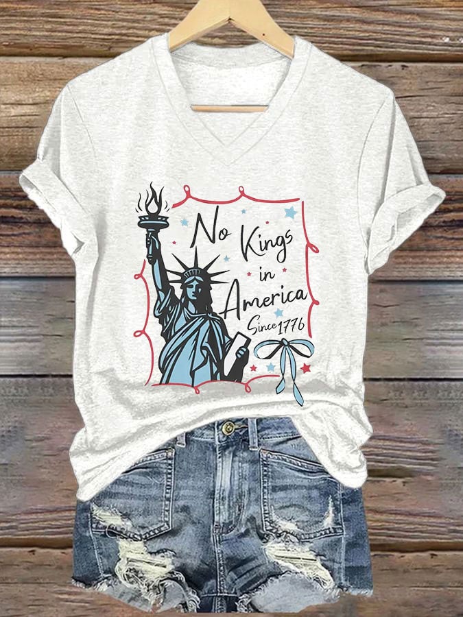 Women's No Kings In America Printed Casual T-Shirt