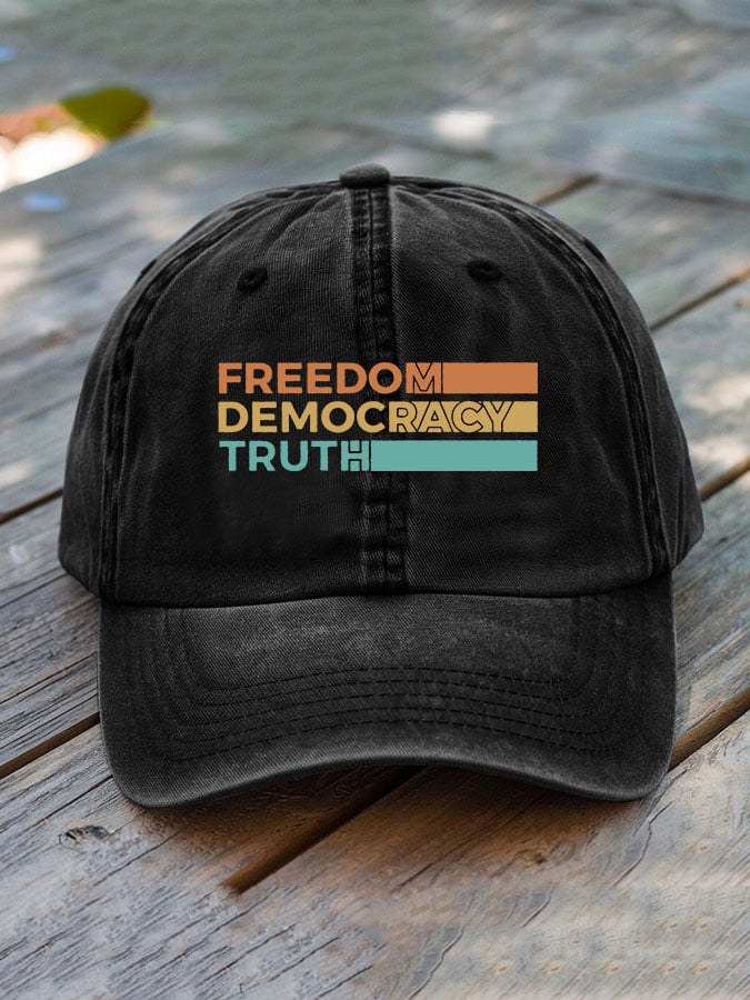 Unisex washed cotton democratic FDT hat