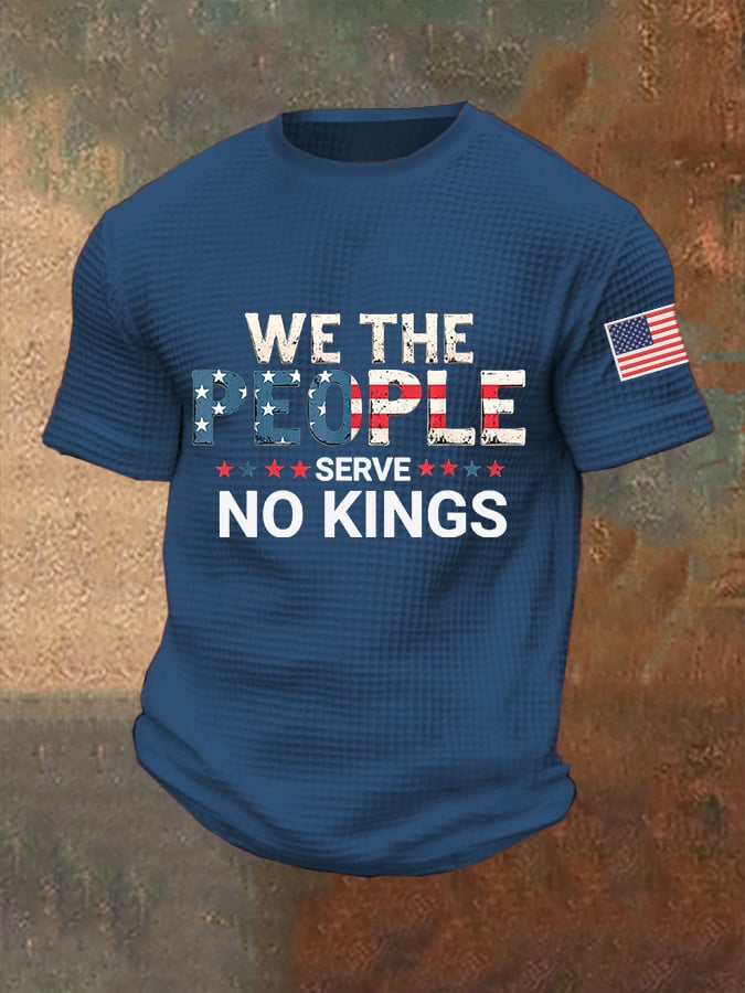 Men's We The People Serve No Kings  Print Casual Waffle T-Shirt