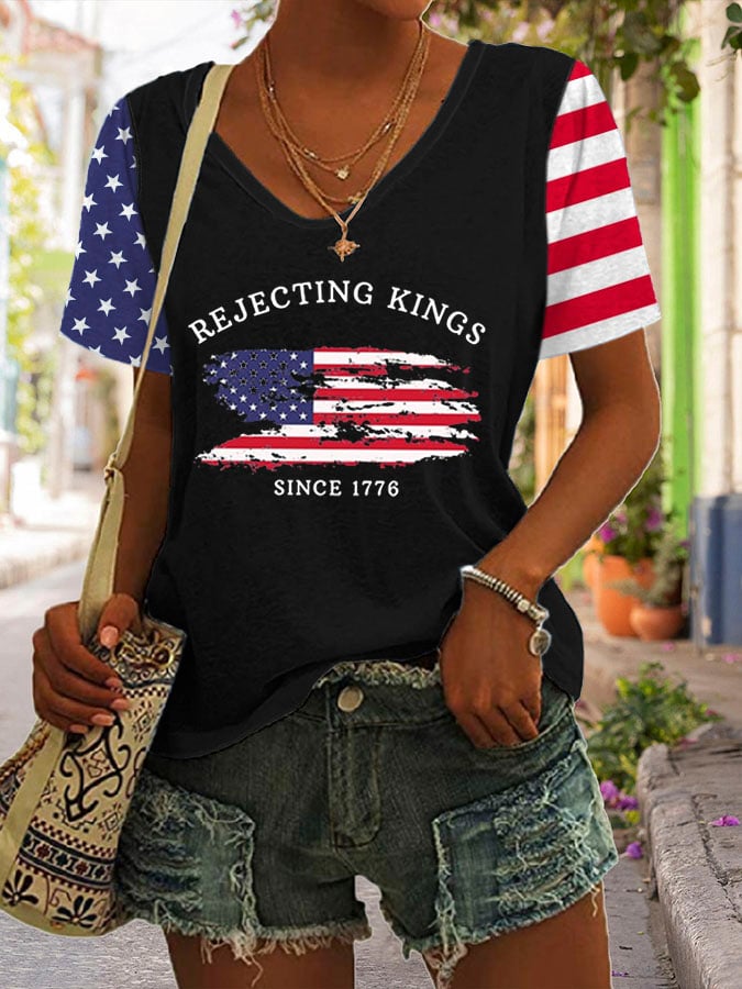Women's Rejecting Kings Since 1776 Print Short Sleeve T-Shirt
