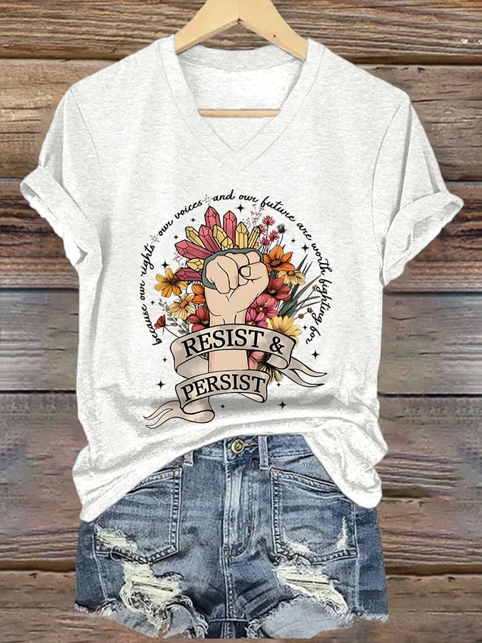 Women's casual FDT feminist print T-shirt