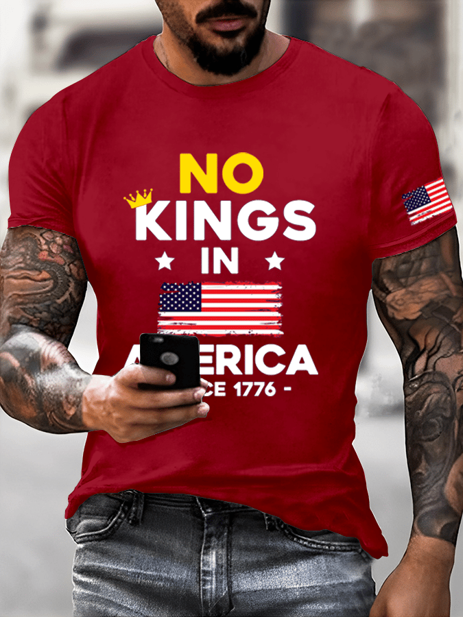 Men's No King In America Printed Casual T-Shirt