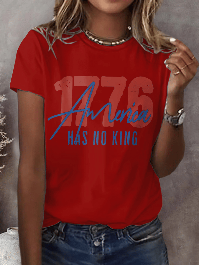 Women's Fashion Casual American Kingless Print T-Shirt